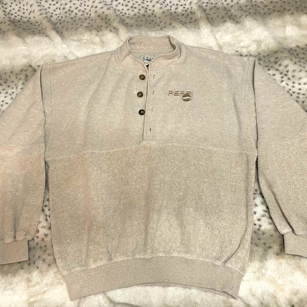 Vintage Gear for Sports Pepsi Men's Cream Sweatshirt Pullover